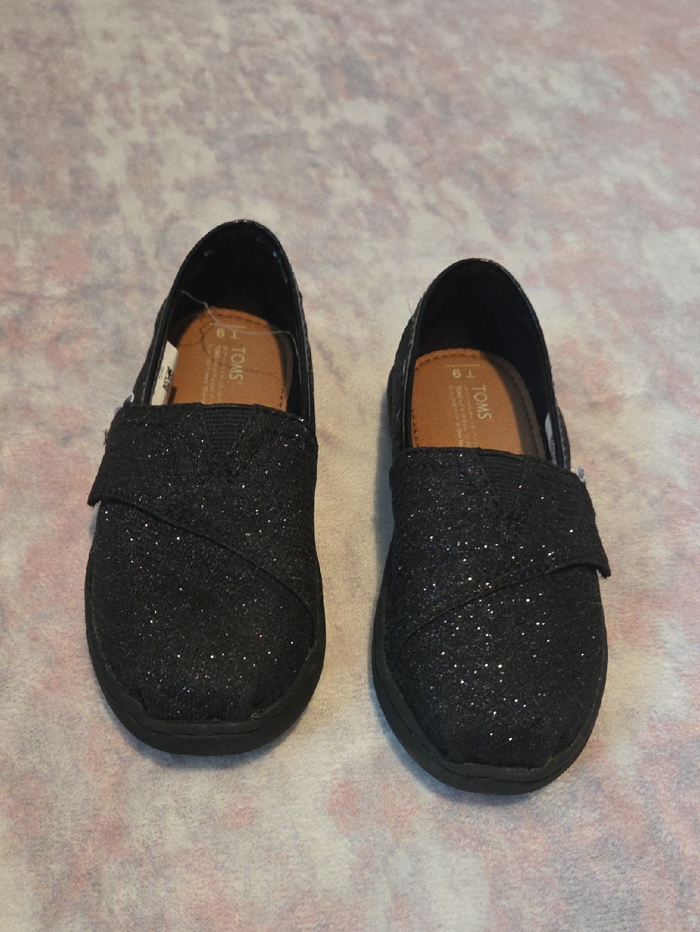 Toms Toddler Black Glitter Tiny Alpargatas
